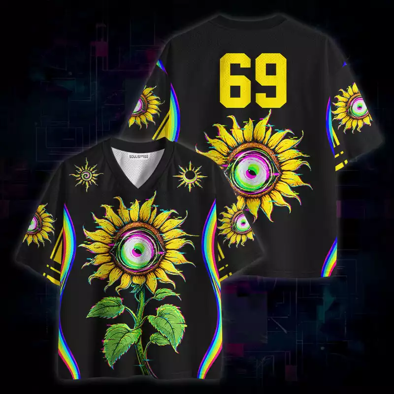Soulisfree Neon Glitch Sunflower Eye Mesh Jersey