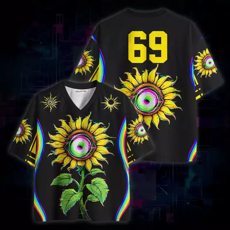 Soulisfree Neon Glitch Sunflower Eye Mesh Jersey