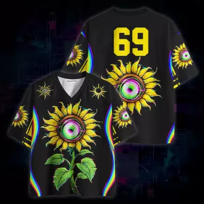 Soulisfree Neon Glitch Sunflower Eye Mesh Jersey