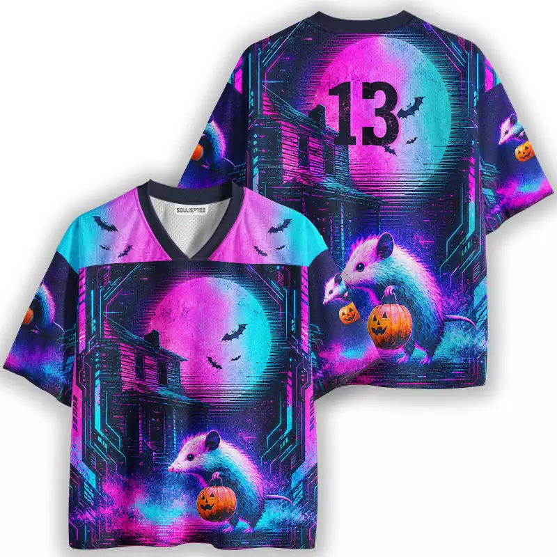 Soulisfree Neon Halloween Opossum Mesh Jersey