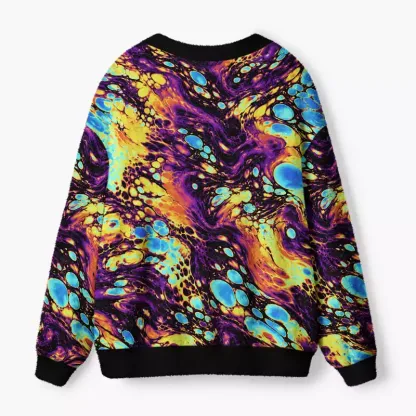 Soulisfree Neon Liquid Marble Fuzzy Cardigan Sweater