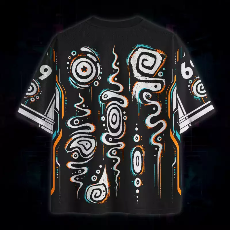 Soulisfree Neon Spiral Glitch Mesh Jersey