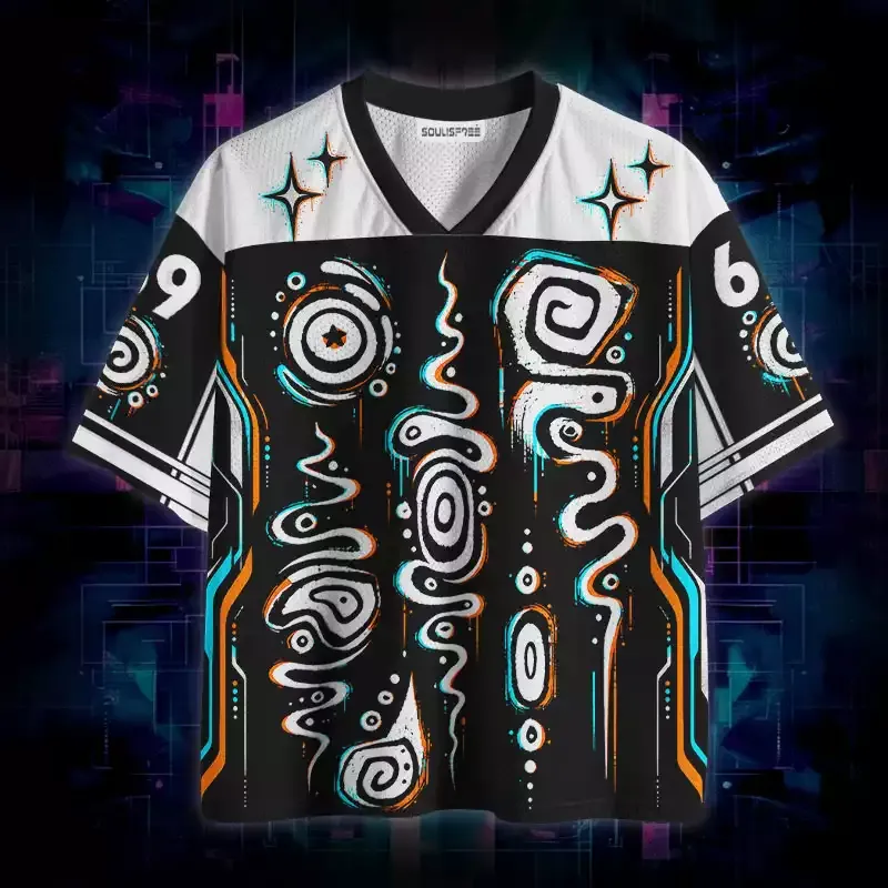 Soulisfree Neon Spiral Glitch Mesh Jersey