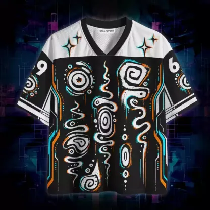 Soulisfree Neon Spiral Glitch Mesh Jersey