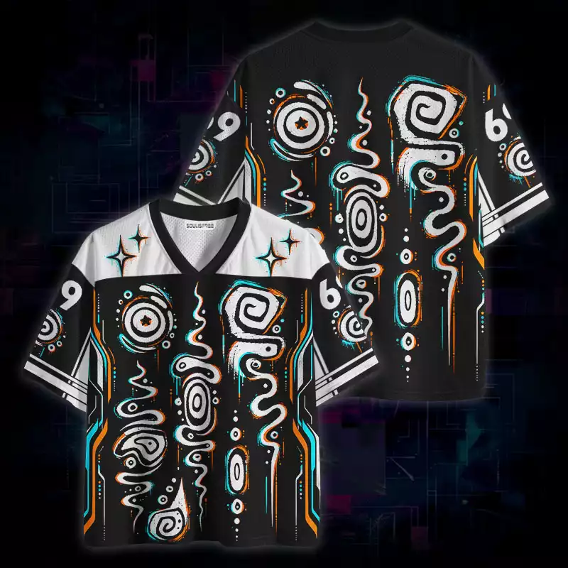 Soulisfree Neon Spiral Glitch Mesh Jersey
