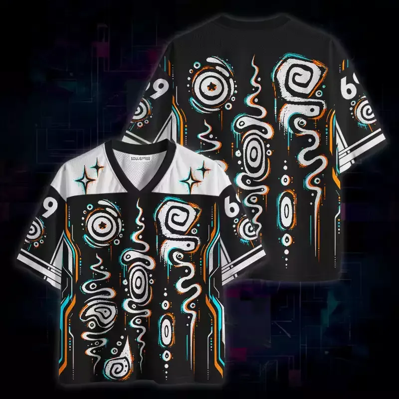Soulisfree Neon Spiral Glitch Mesh Jersey