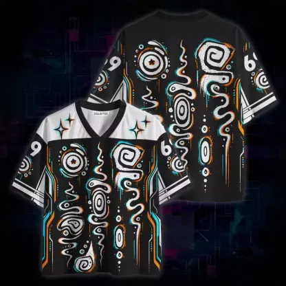 Soulisfree Neon Spiral Glitch Mesh Jersey