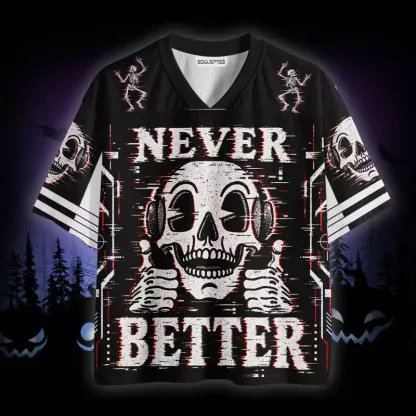 Soulisfree Never Better Glitch Skull Mesh Jersey