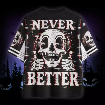 Soulisfree Never Better Glitch Skull Mesh Jersey