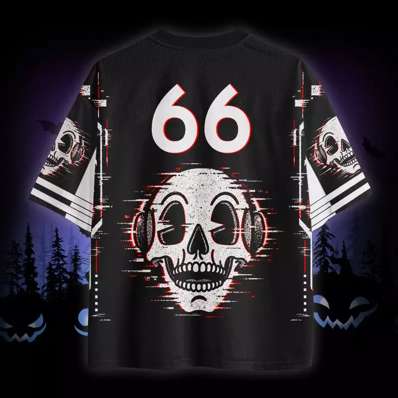 Soulisfree Never Better Glitch Skull Mesh Jersey