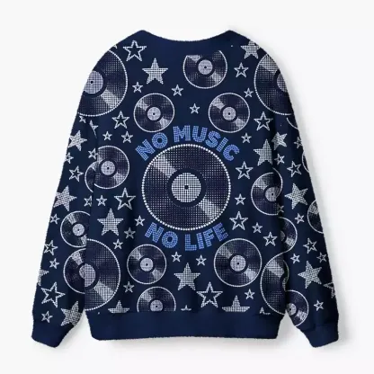 Soulisfree No Music No Life Fuzzy Cardigan Sweater