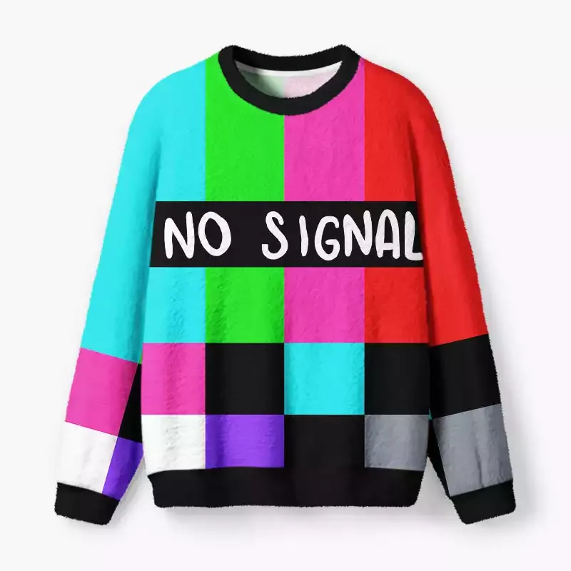 Soulisfree No Signal Fuzzy Crewneck Sweater