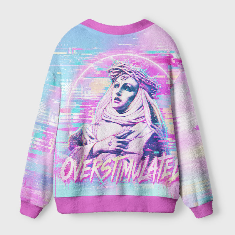 Soulisfree Overstimulated Madonna Fuzzy Cardigan Sweater 