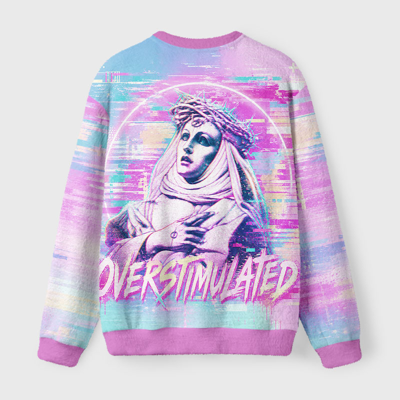Soulisfree Overstimulated Madonna Fuzzy Crewneck Sweater