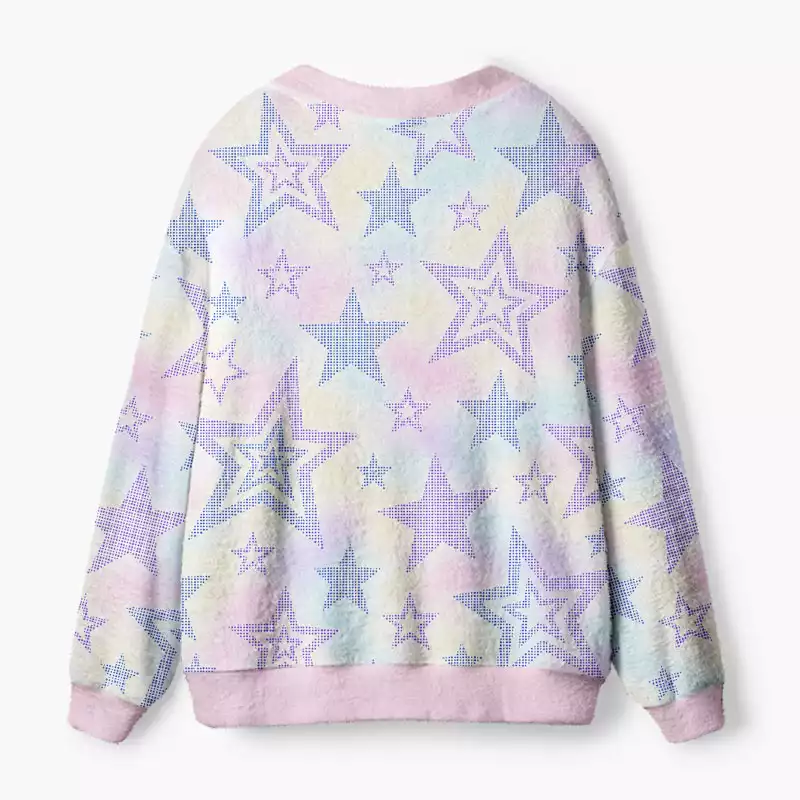 Soulisfree Pastel halftone starfield Fuzzy Cardigan Sweater