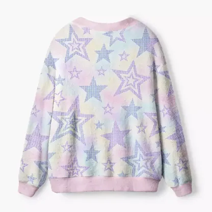 Soulisfree Pastel halftone starfield Fuzzy Cardigan Sweater