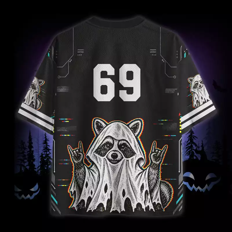 Soulisfree Raccoon Halloween Feral Mesh Jersey