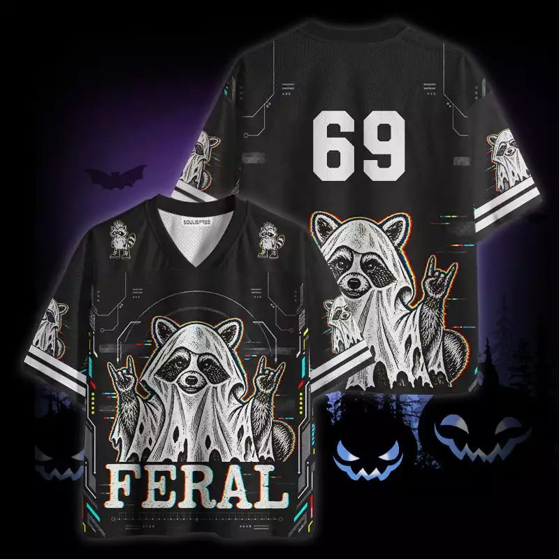 Soulisfree Raccoon Halloween Feral Mesh Jersey