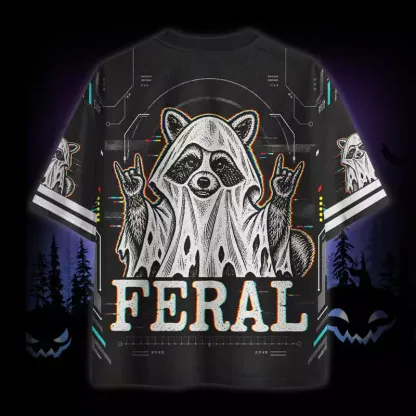 Soulisfree Raccoon Halloween Feral Mesh Jersey