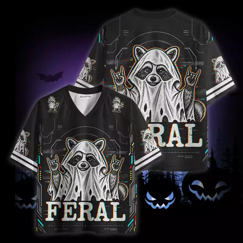 Soulisfree Raccoon Halloween Feral Mesh Jersey