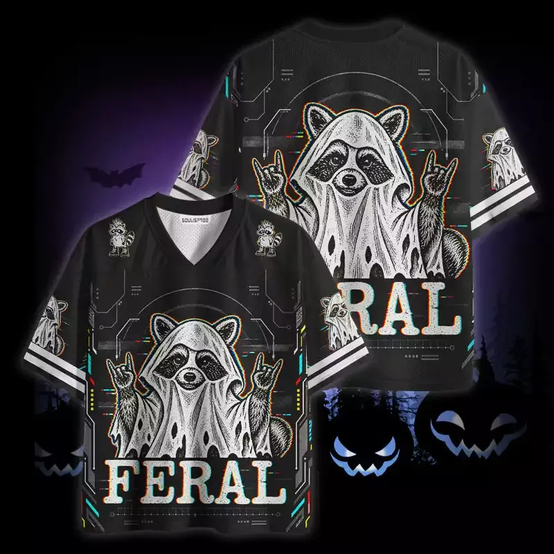 Soulisfree Raccoon Halloween Feral Mesh Jersey