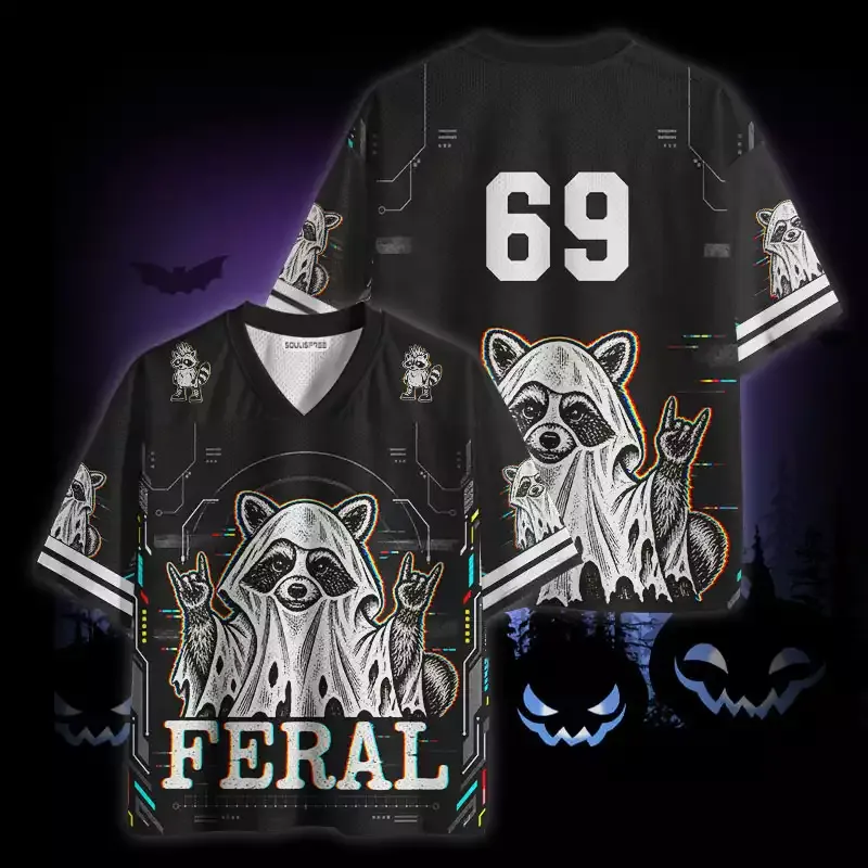 Soulisfree Raccoon Halloween Feral Mesh Jersey