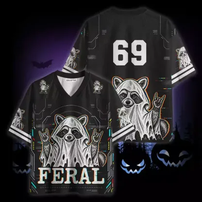 Soulisfree Raccoon Halloween Feral Mesh Jersey