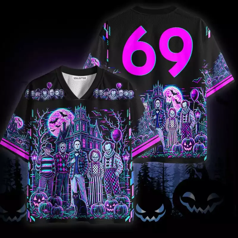 Soulisfree Retro Halloween Mesh Jersey