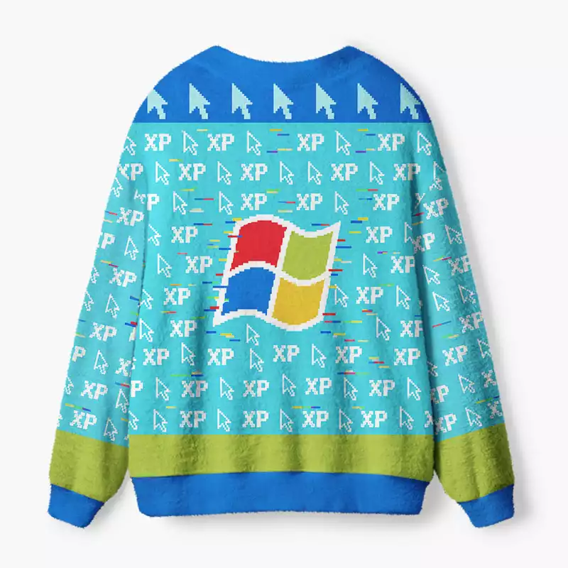 Soulisfree Retro Window Emblems Fuzzy Cardigan Sweater