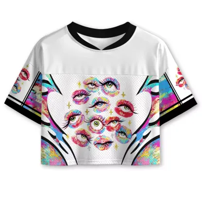 Soulisfree Eyes Everywhere Cropped Mesh Jersey