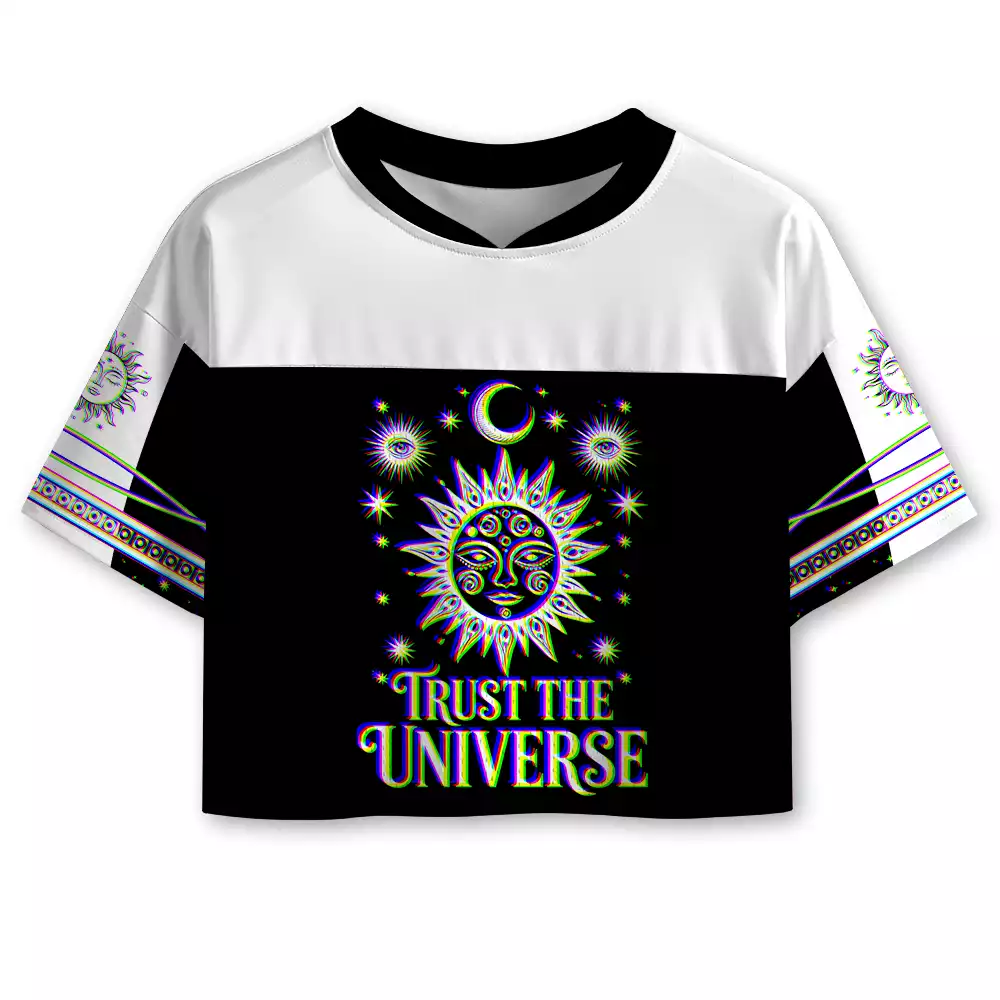 Soulisfree Universe Within You Optic Lines Illusion Cropped Mesh Jersey
