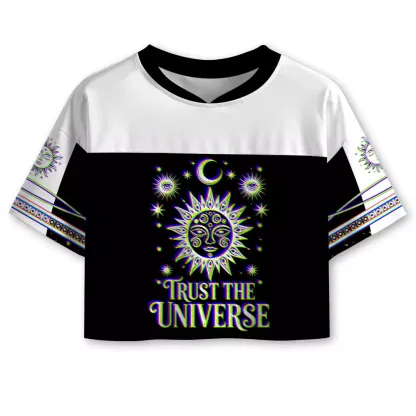 Soulisfree Universe Within You Optic Lines Illusion Cropped Mesh Jersey