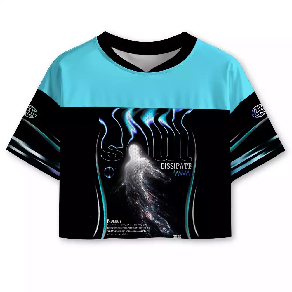 Designed Soulisfree Dreamline Optic Lines Illusion Cropped Mesh Jersey