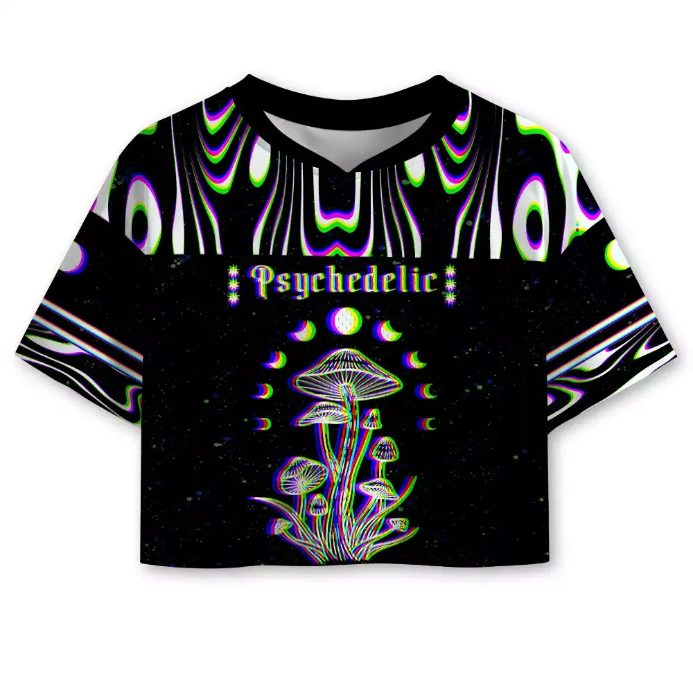 Designed Soulisfree Inner Vision Optic Lines Illusion Cropped Mesh Jersey