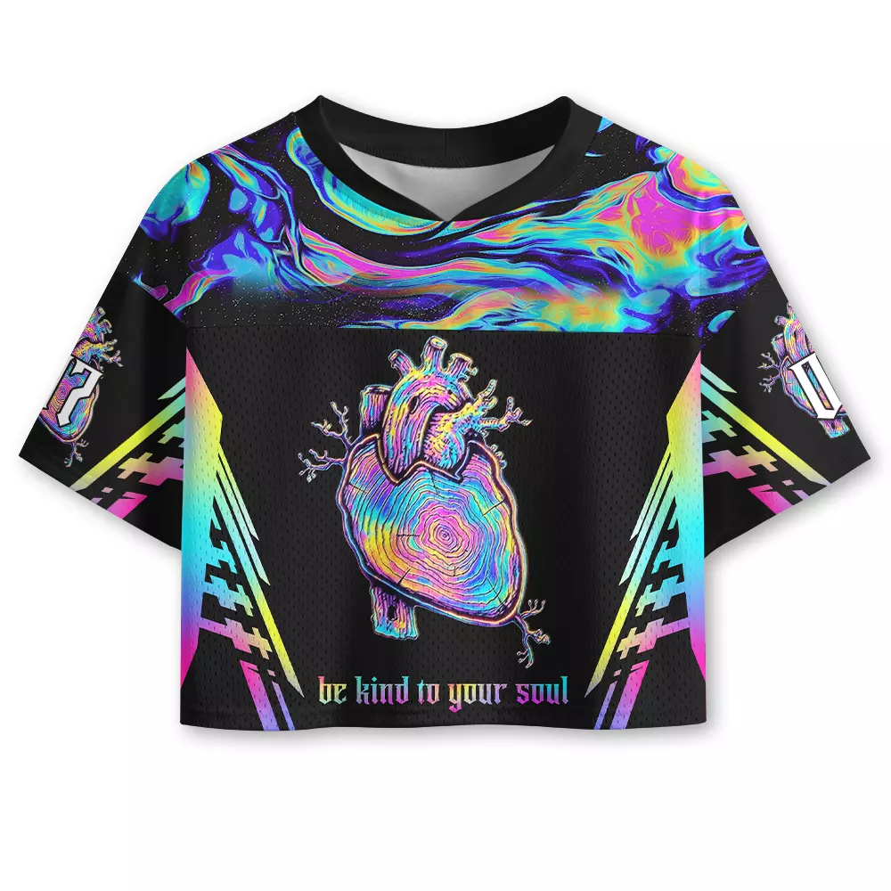 Soulisfree Be Kind To Your Soul Cropped Mesh Jersey