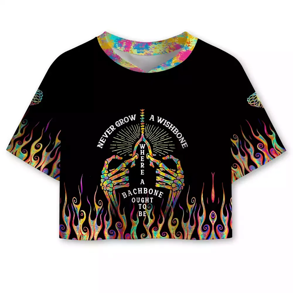Designed Soulisfree Never Grow A Wishbone, Where Your Backbone Ought To Be Cropped Mesh Jersey