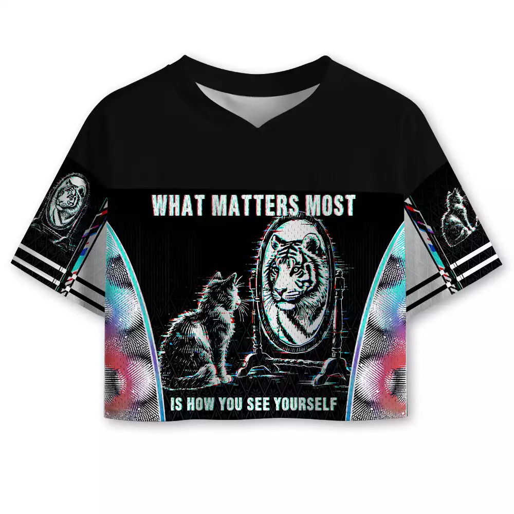 Soulisfree WHAT MATTERS MOST IS HOW YOU SEE YOURSELF Cropped Mesh Jersey