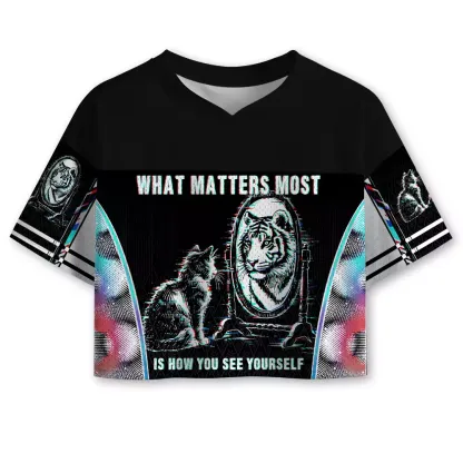 Soulisfree WHAT MATTERS MOST IS HOW YOU SEE YOURSELF Cropped Mesh Jersey