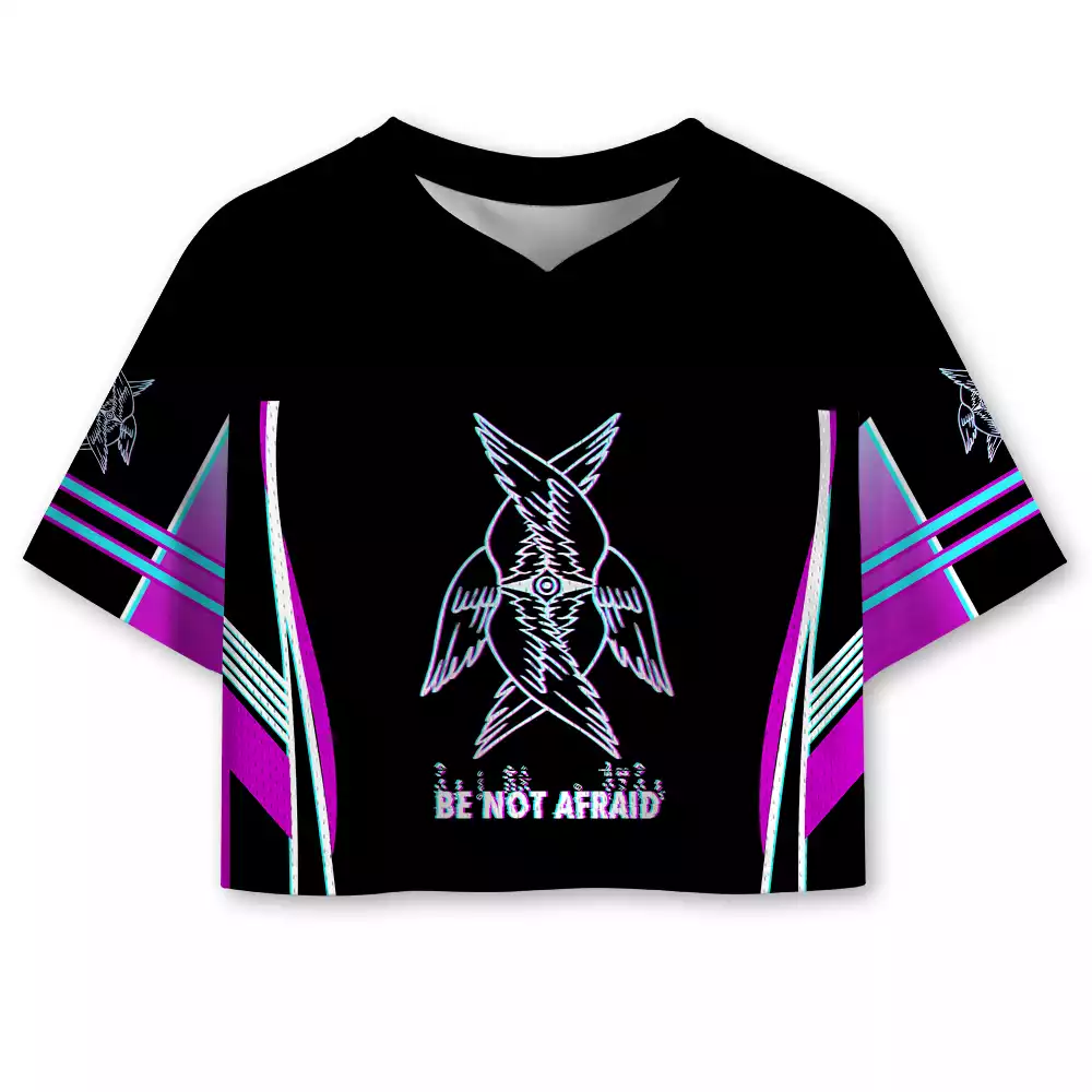 Soulisfree BE NOT AFRAID — Divine Glitch Wings Cropped Mesh Jersey