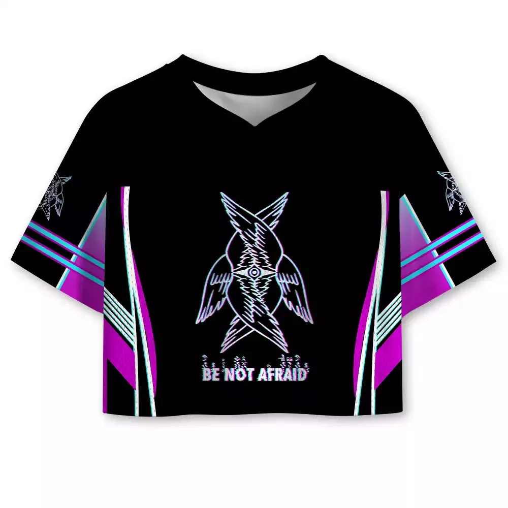 Soulisfree BE NOT AFRAID — Divine Glitch Wings Cropped Mesh Jersey