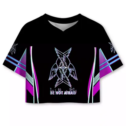 Soulisfree BE NOT AFRAID — Divine Glitch Wings Cropped Mesh Jersey