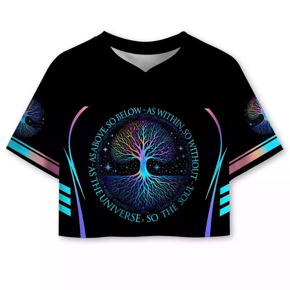 Soulisfree  As Above, So Below  Cropped Mesh Jersey