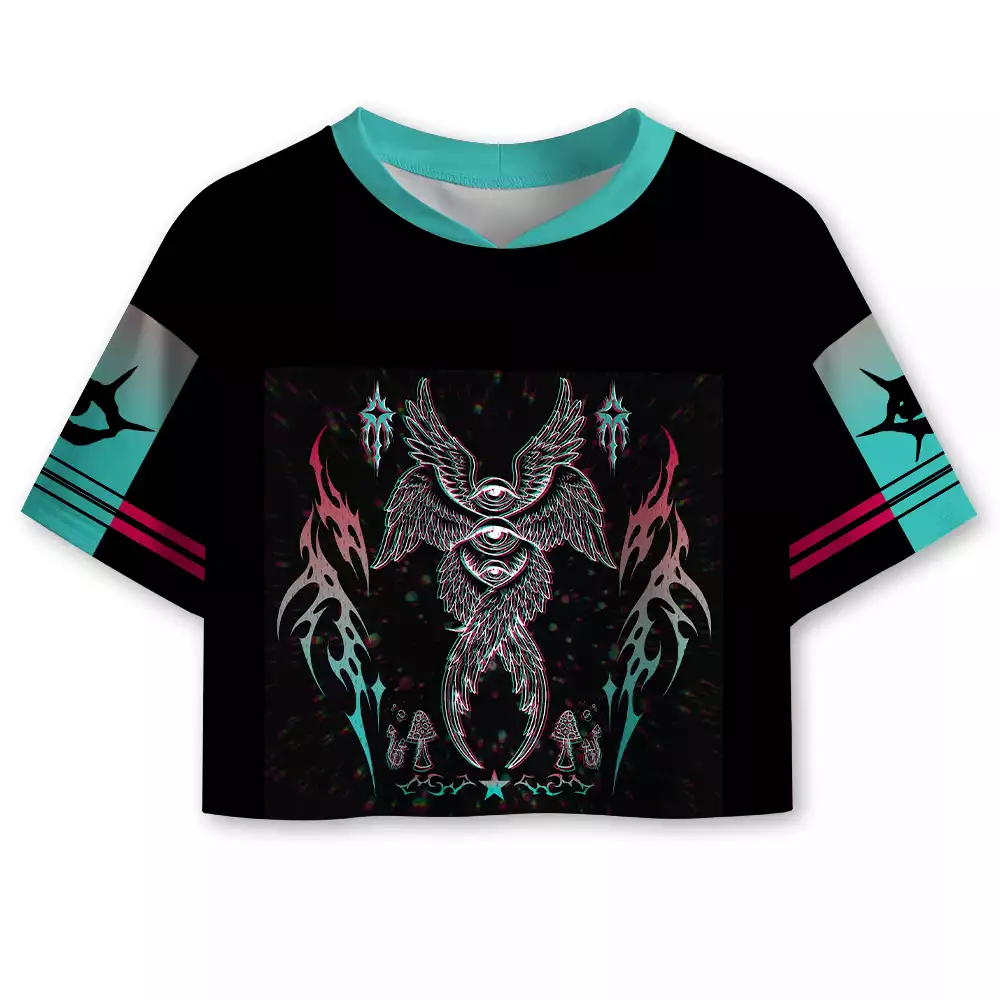 Soulisfree Tri-Eye Serpent Psychedelic Oracle Cropped Mesh Jersey