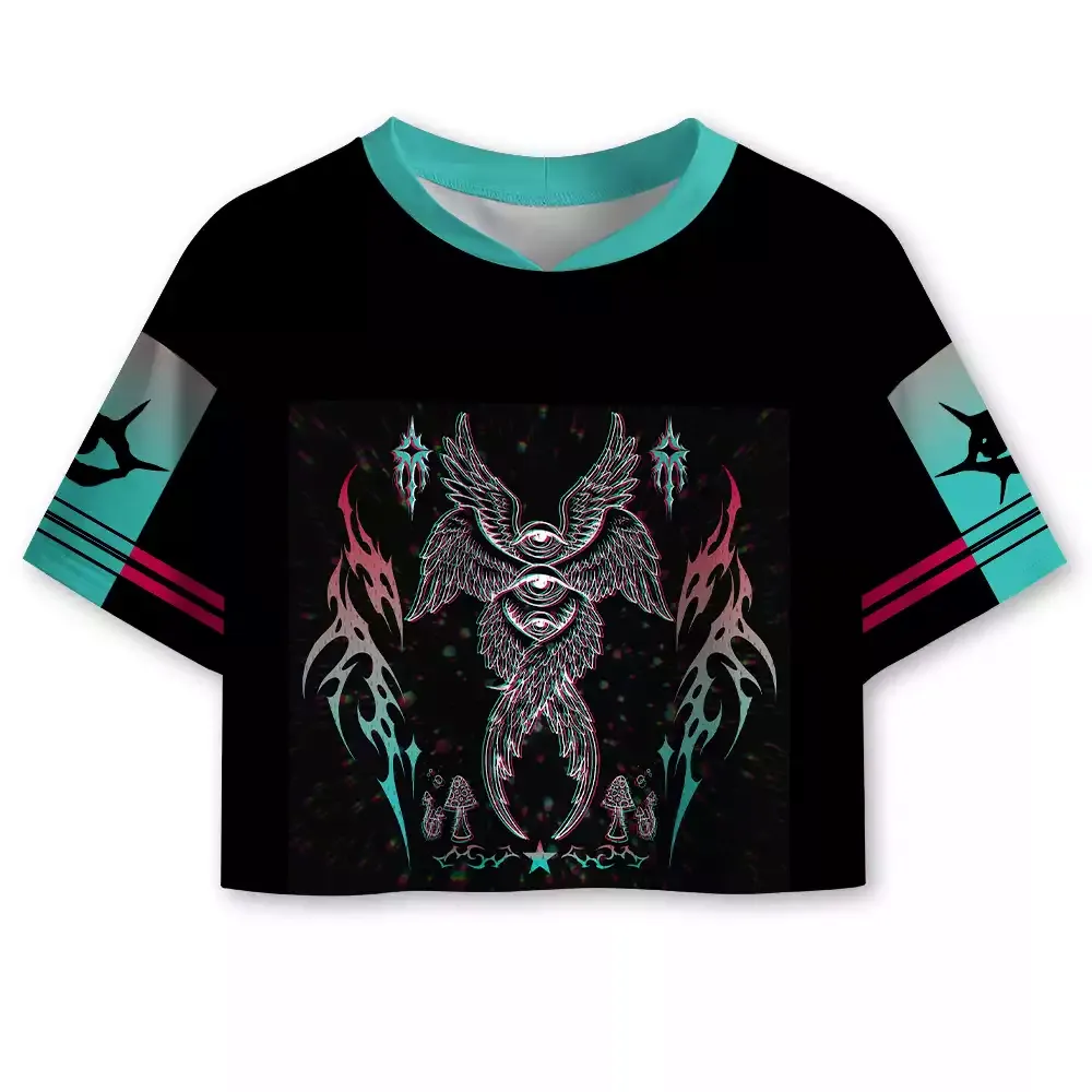 Designed Soulisfree Tri-Eye Serpent Psychedelic Oracle Cropped Mesh Jersey