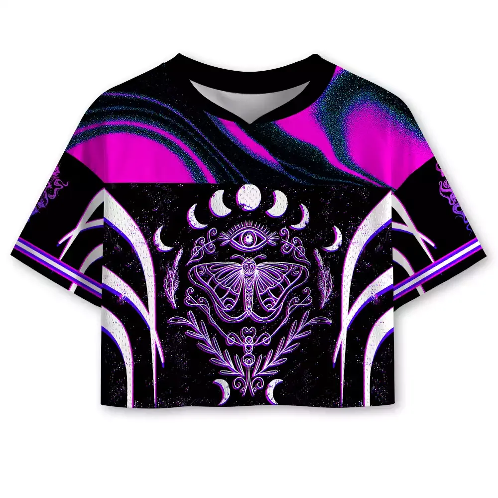 Designed Soulisfree Lunar Oracle Celestial Moth Illusion Cropped Mesh Jersey