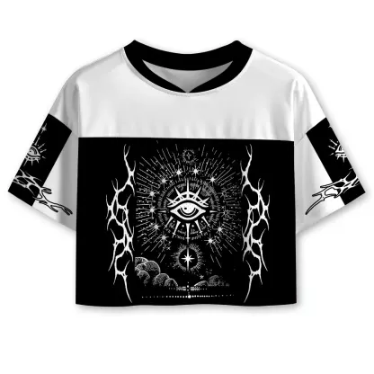 Soulisfree Celestial Gaze Cosmic Oracle  Cropped Mesh Jersey