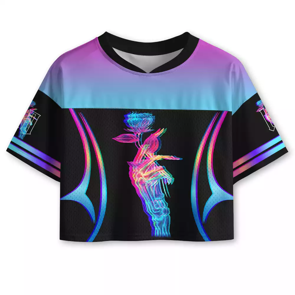 Soulisfree When Bones Hold Flowers Cropped Mesh Jersey