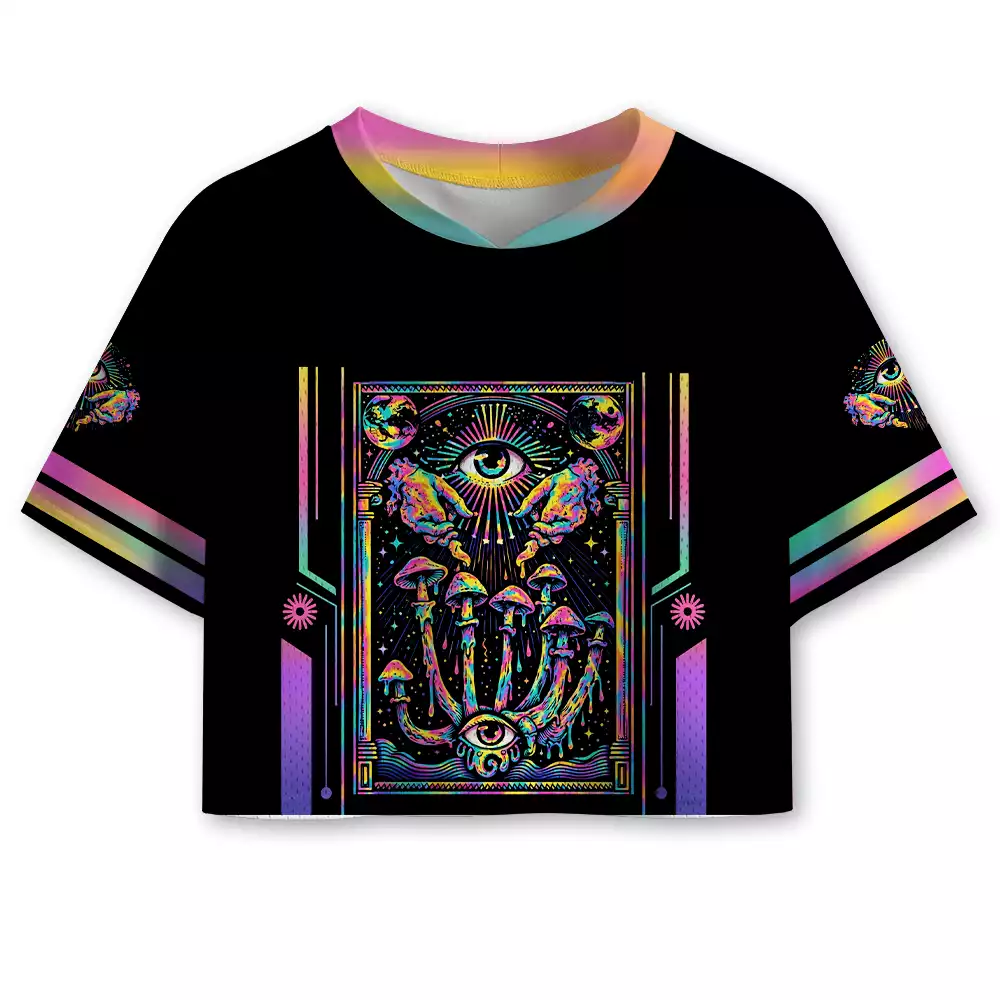 Soulisfree Psychedelic Mind Garden  Cropped Mesh Jersey