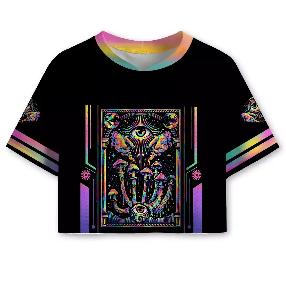 Designed Soulisfree Psychedelic Mind Garden Cropped Mesh Jersey