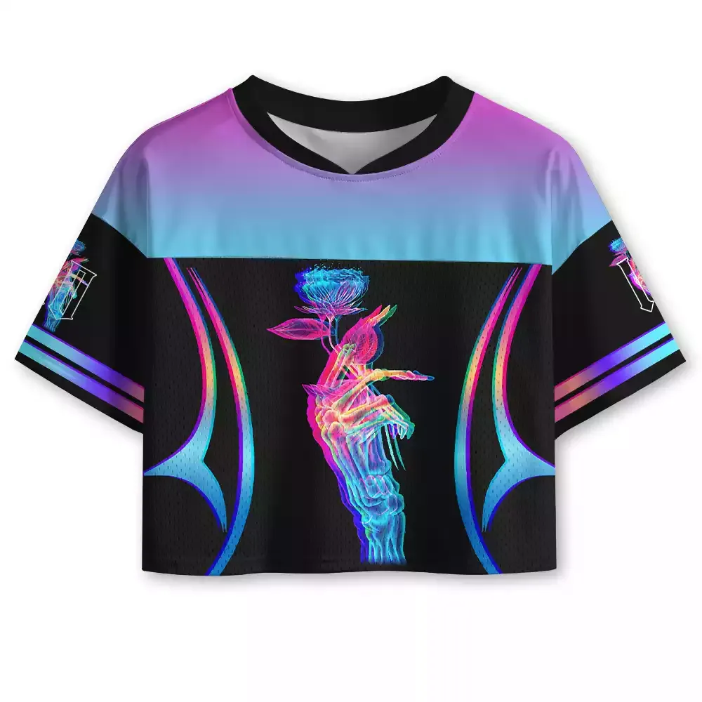Designed Soulisfree When Bones Hold Flowers Cropped Mesh Jersey
